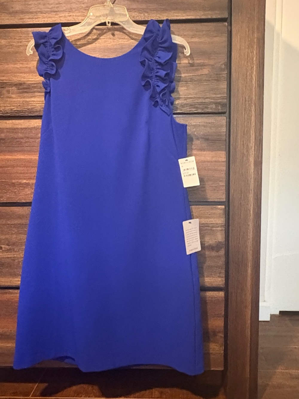 New! Blue Cocktail Dress with Ruffe Arm Detail